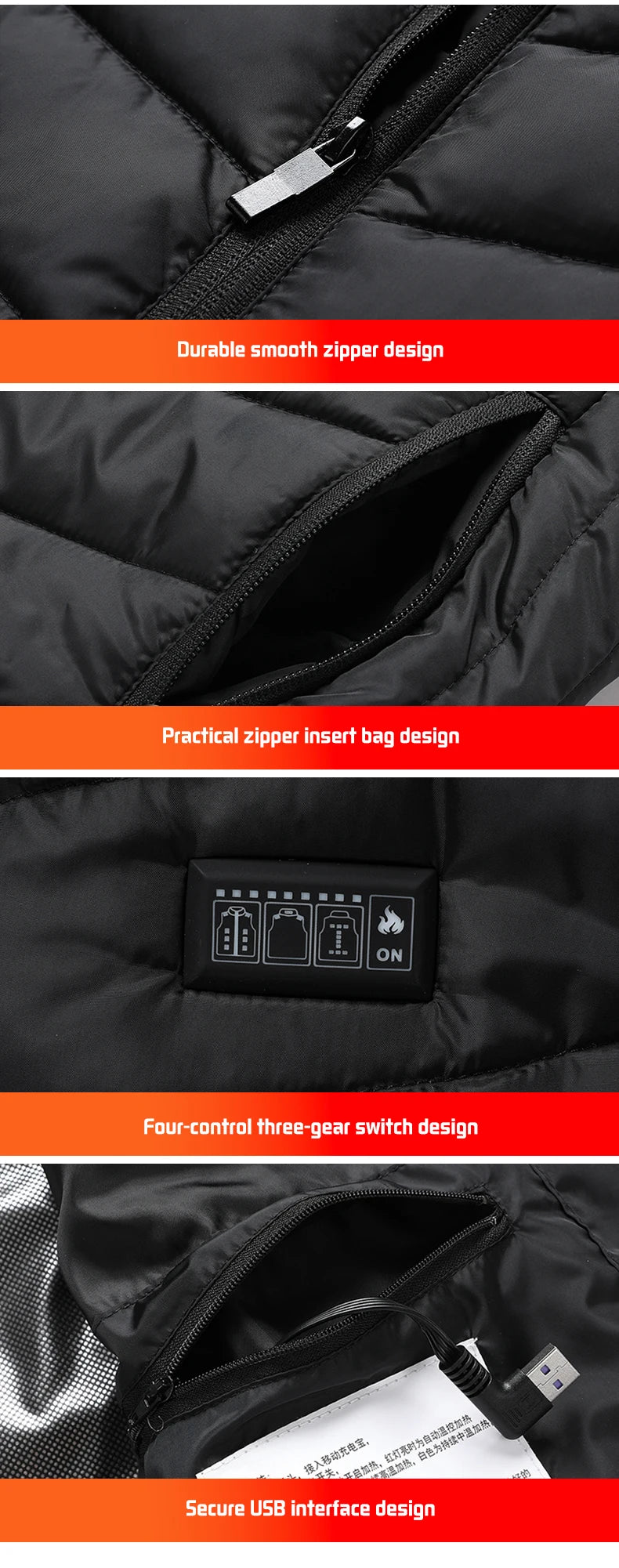 TODWARM Heated Vest 26 Areas Men Jacket Heated Winter Womens Heater Jacket Thermal Vest Body Warmer Outdoor sports Coat 6XL