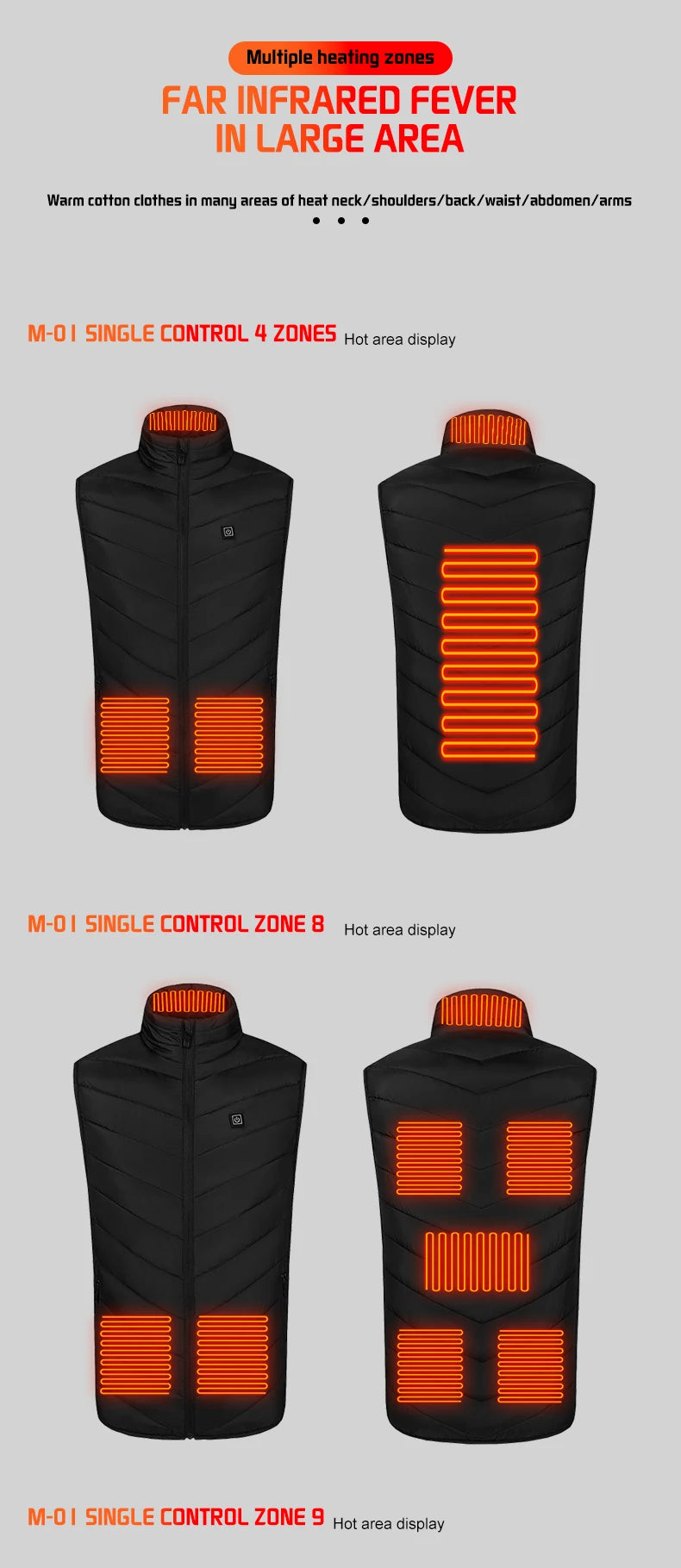 TODWARM Heated Vest 26 Areas Men Jacket Heated Winter Womens Heater Jacket Thermal Vest Body Warmer Outdoor sports Coat 6XL