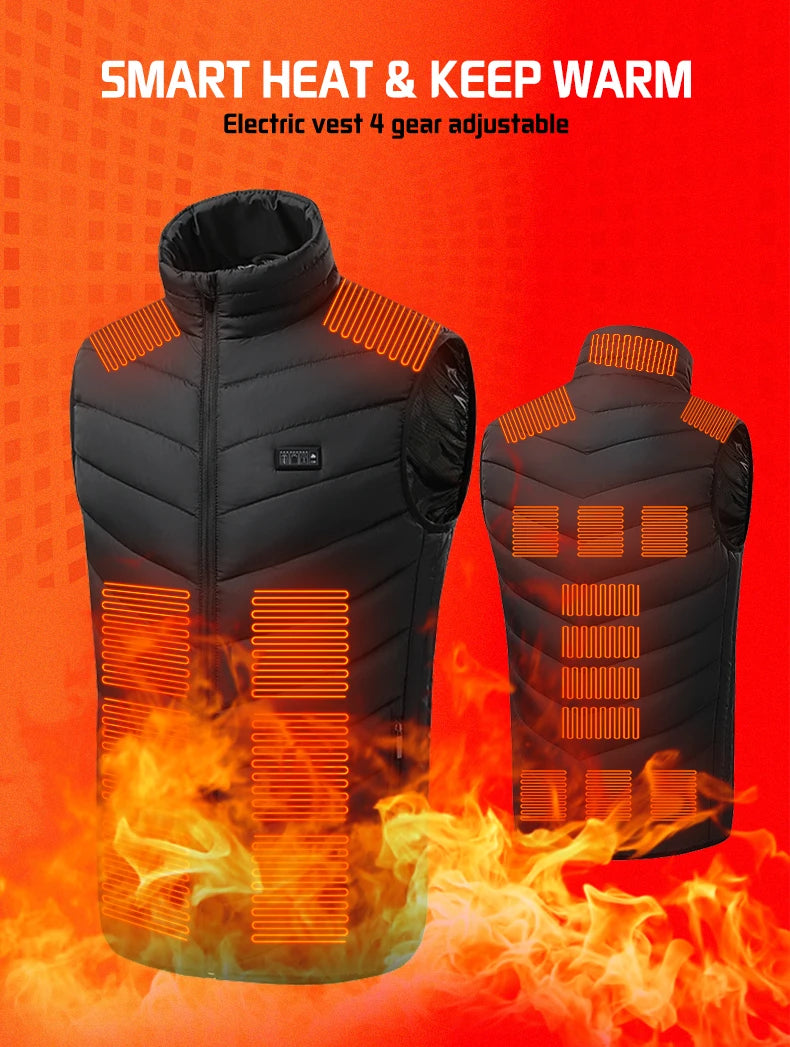 TODWARM Heated Vest 26 Areas Men Jacket Heated Winter Womens Heater Jacket Thermal Vest Body Warmer Outdoor sports Coat 6XL