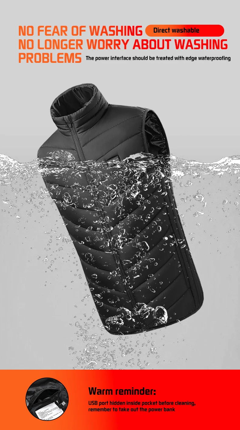 TODWARM Heated Vest 26 Areas Men Jacket Heated Winter Womens Heater Jacket Thermal Vest Body Warmer Outdoor sports Coat 6XL