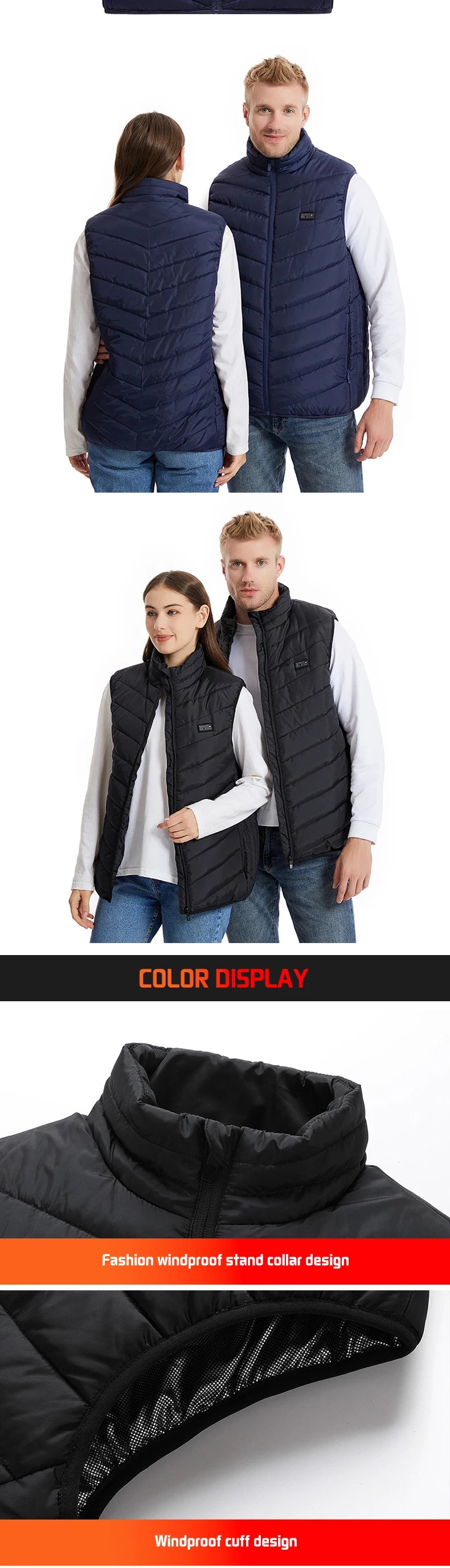 TODWARM Heated Vest 26 Areas Men Jacket Heated Winter Womens Heater Jacket Thermal Vest Body Warmer Outdoor sports Coat 6XL